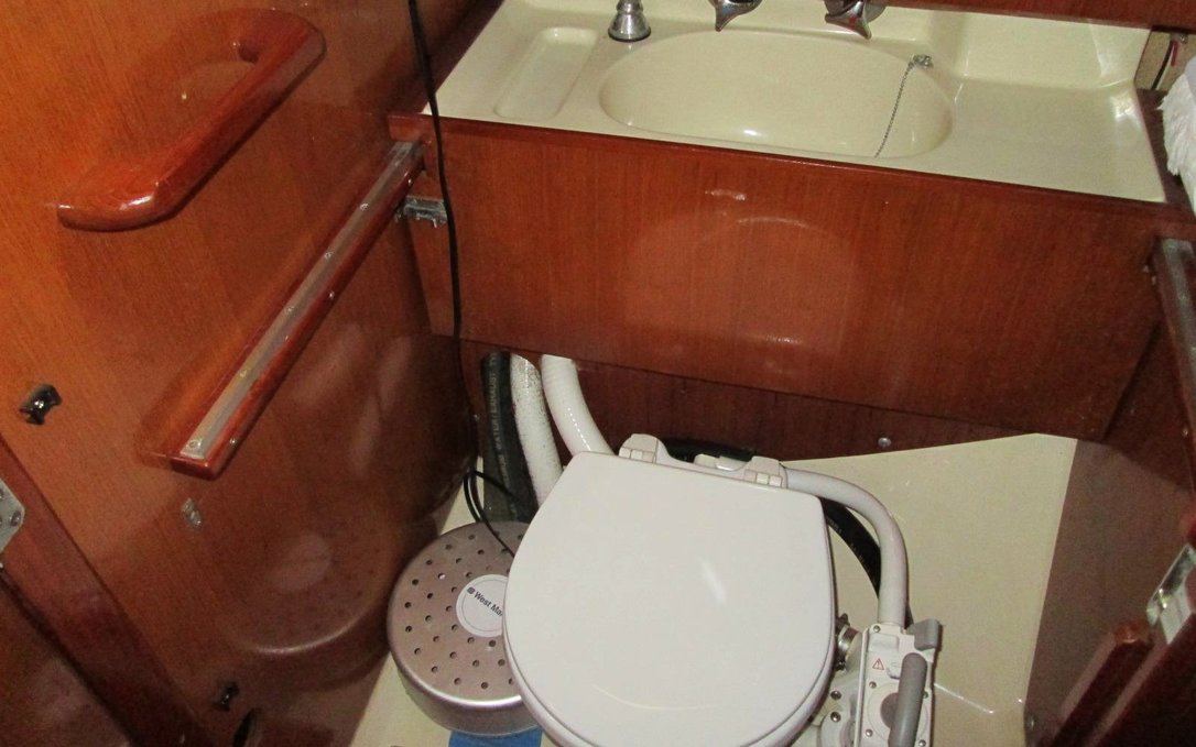 A photo of the raw water marine head that used to be aboard our sailboat