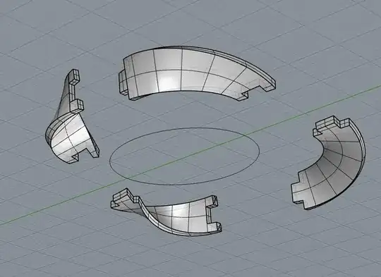 3D rendering of a Möbius strip broken into four interlocking pieces