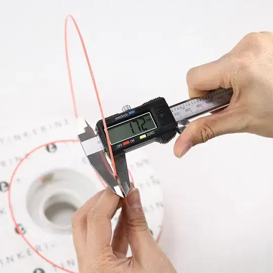 Measure the filament with a caliper