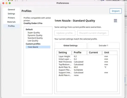 Preferences - Profiles dialog