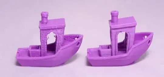 Differences in print quality of old (left) and new (right) nozzle Differences in print quality of old (left) and new (right) nozzle