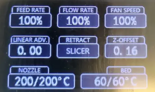 these are the current settings regarding speed, linear advance, temperature etc.