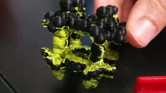 Yellow ABS supports removed from black ABS model