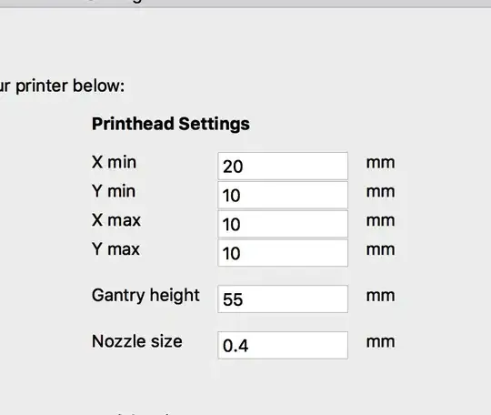 Screenshot of settings
