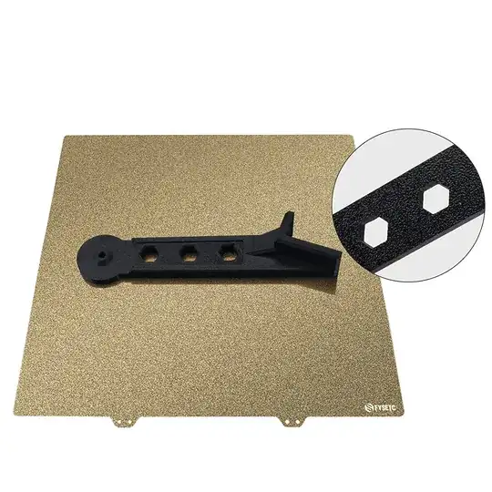 Photo of a coated PEI build plate with a printed model