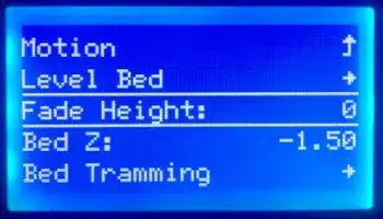 Fade Height option on printer's screen