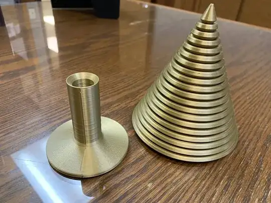 Photo of a 3D printed two-piece Christmas tree