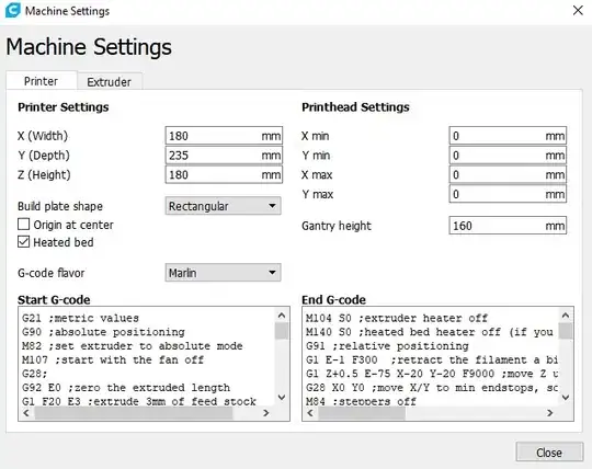 user start g-code screen