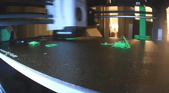 Photo of a 3D printed model after the first few layers where the model did not stick to the build plate Photo of a 3D printed model after the first few layers where the model did not stick to the build plate