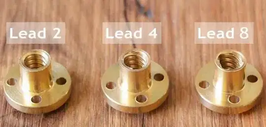 Example of various lead size lead screw nuts Example of various lead size lead screw nuts