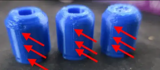 Photo of three printed models with the same printing error