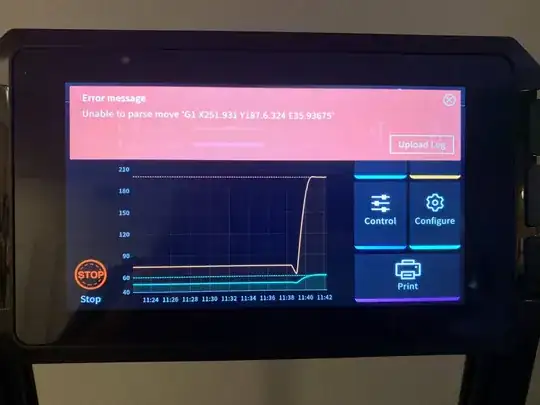 Screenshot of error message on the Creality Sonic Pad Screenshot of error message on the Creality Sonic Pad