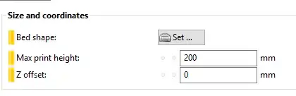 Slic3r PE print volume settings