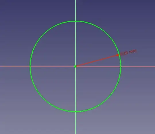 Screenshot of a FreeCAD sketch showing a circle with a radius of 19 mm Screenshot of a FreeCAD sketch showing a circle with a radius of 19 mm