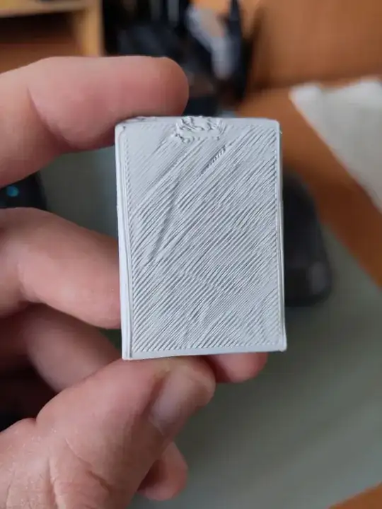 Photo of the first layer of a printed model showing printing errors Photo of the first layer of a printed model showing printing errors