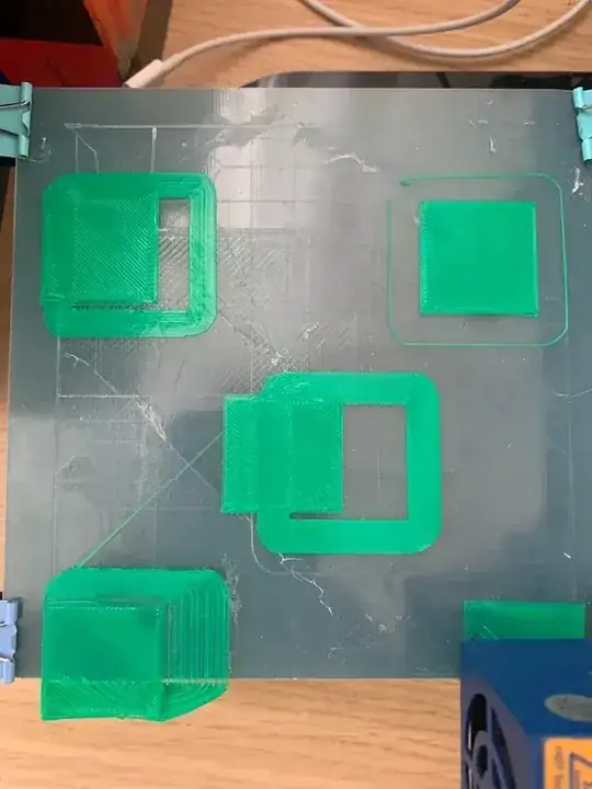 Photo of a calibration print with some layers shifted