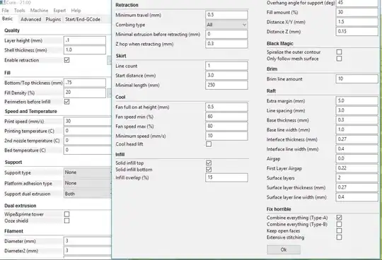 Print Settings in cura