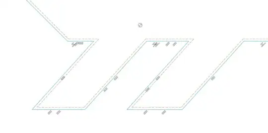 A complex contour and its inner offset in dashed line