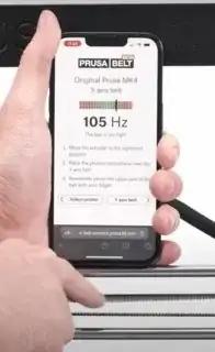 Photo of the web-based Prusa Belt (Beta) frequency analyser on a smartphone