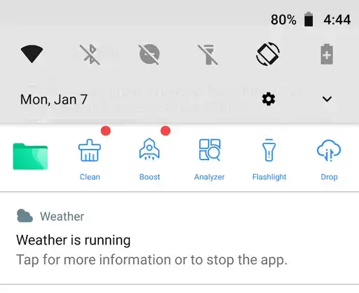 Weather is running notification