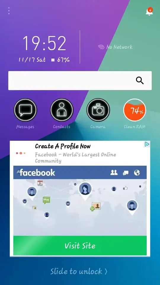 screenshot of the weird additional lock screen IMG: