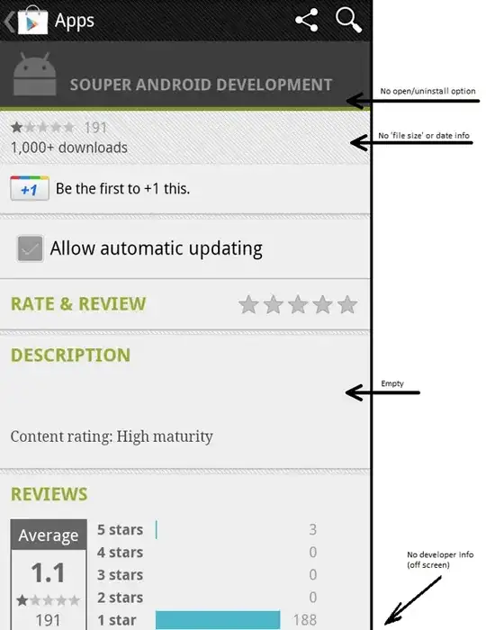App's market page doesn't conform to standard