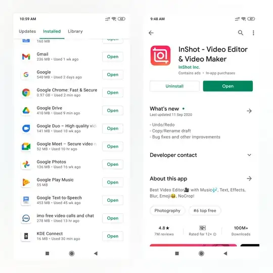 inshot app on play store