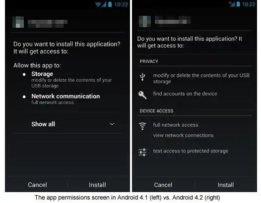 Sample permission screen