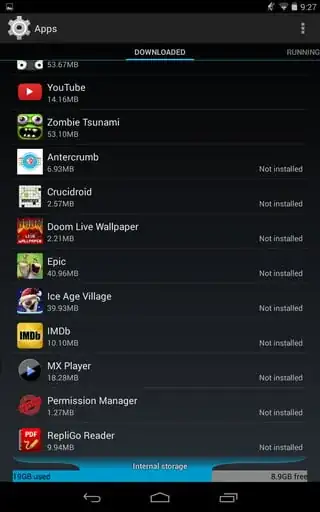 Apps list