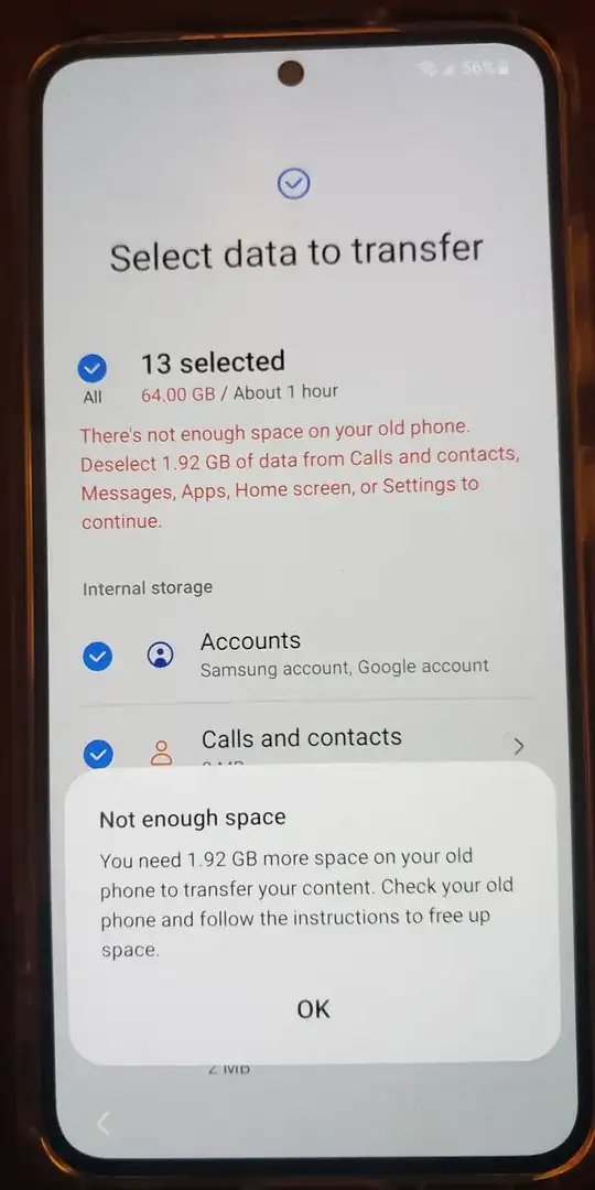 Failed data transfer