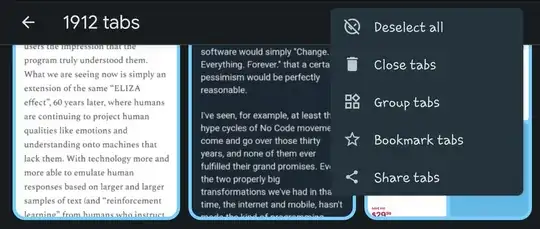 Screenshot showing the 1,912 currently open tabs on this device. Definitely a shock tham I'm not proud of 