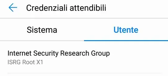 Root certificate in user section