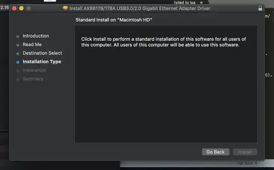 dialog box of package installer