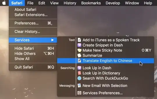 Service menu example