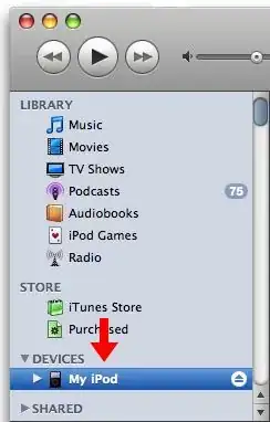 Selecting the iPod in iTunes
