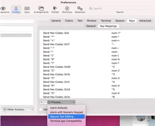 screenshot of dialog with Presets
