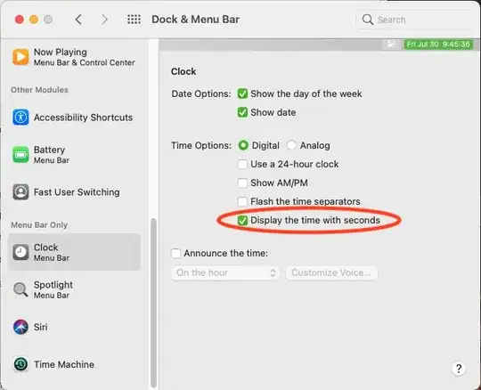 Display time with seconds image