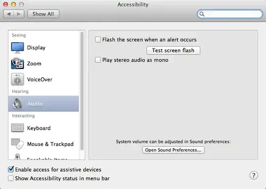 Accessibility settings pane