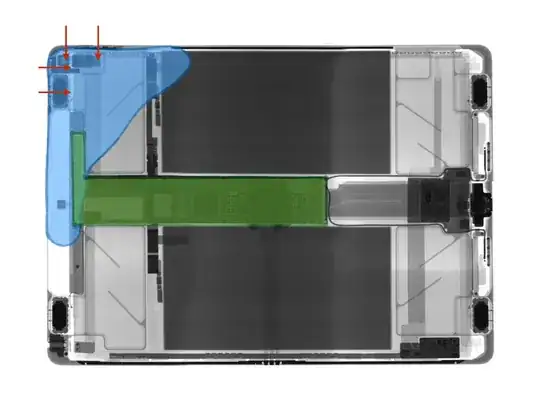 Figure with marked liquid entry points, splash pattern and mainboard