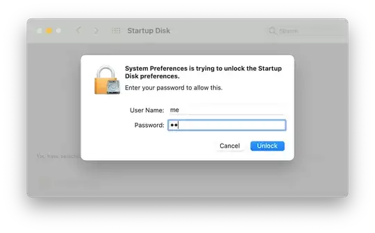 Unlocking preferences with a short user name