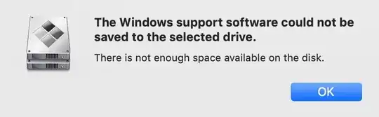 "The Windows support software could not be saved to the selected drive. There is not enough space available on the disk."