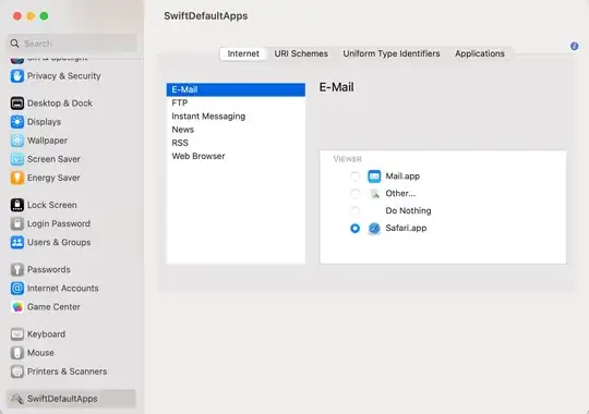 Screen shot of SwiftDefaultApps preferences pane