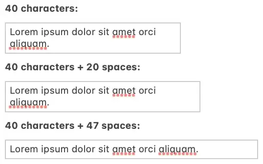 three cells with increasing space counts