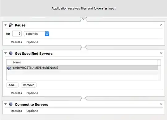 Screenshot of previously described application