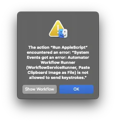 "Paste Clipboard Image as File is not allowed to send keystrokes."