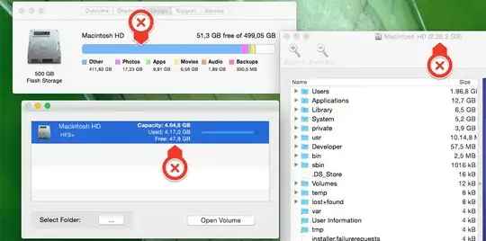 Disk space screenshots