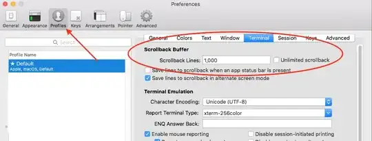Screenshot of Terminal preferences showing the Terminal section of Profiles