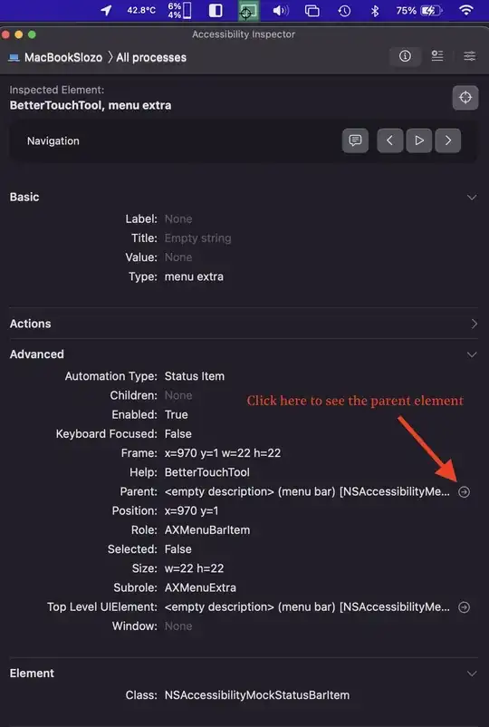 Accessibility Inspector with "show parent" button