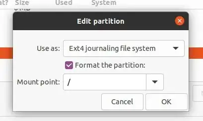 Edit partition