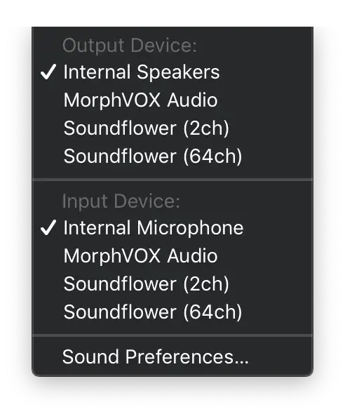 Extra context in Sound menu item